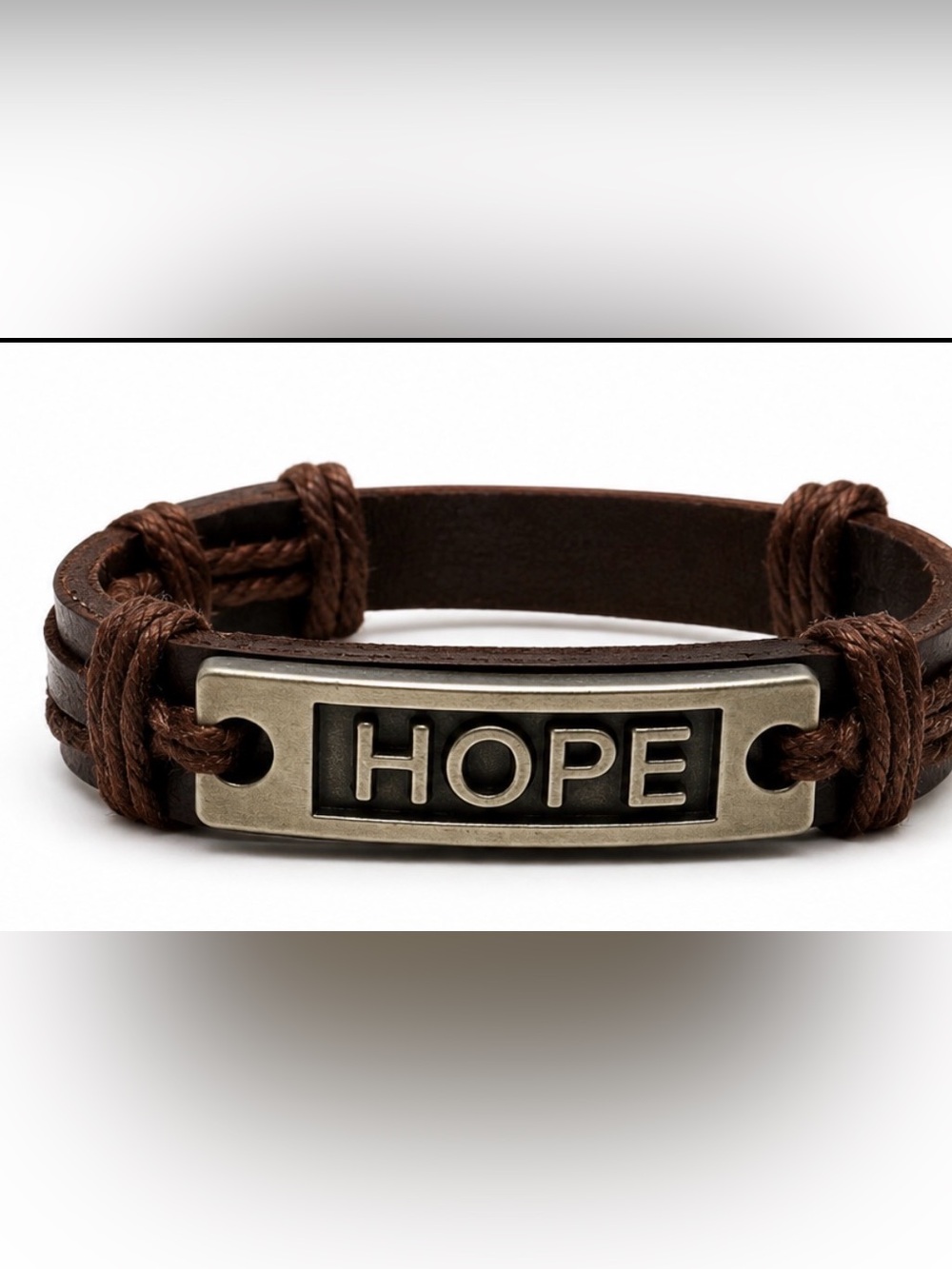 Hope Brown Leather Bracelet Inspirational Adjustable Wrap Bracelet Unisex